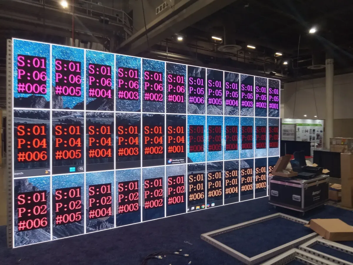 Primal Sounds LED wall panels being tested before an event