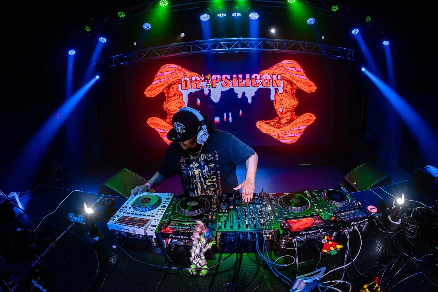 LED wall and sound system setup at a live event venue