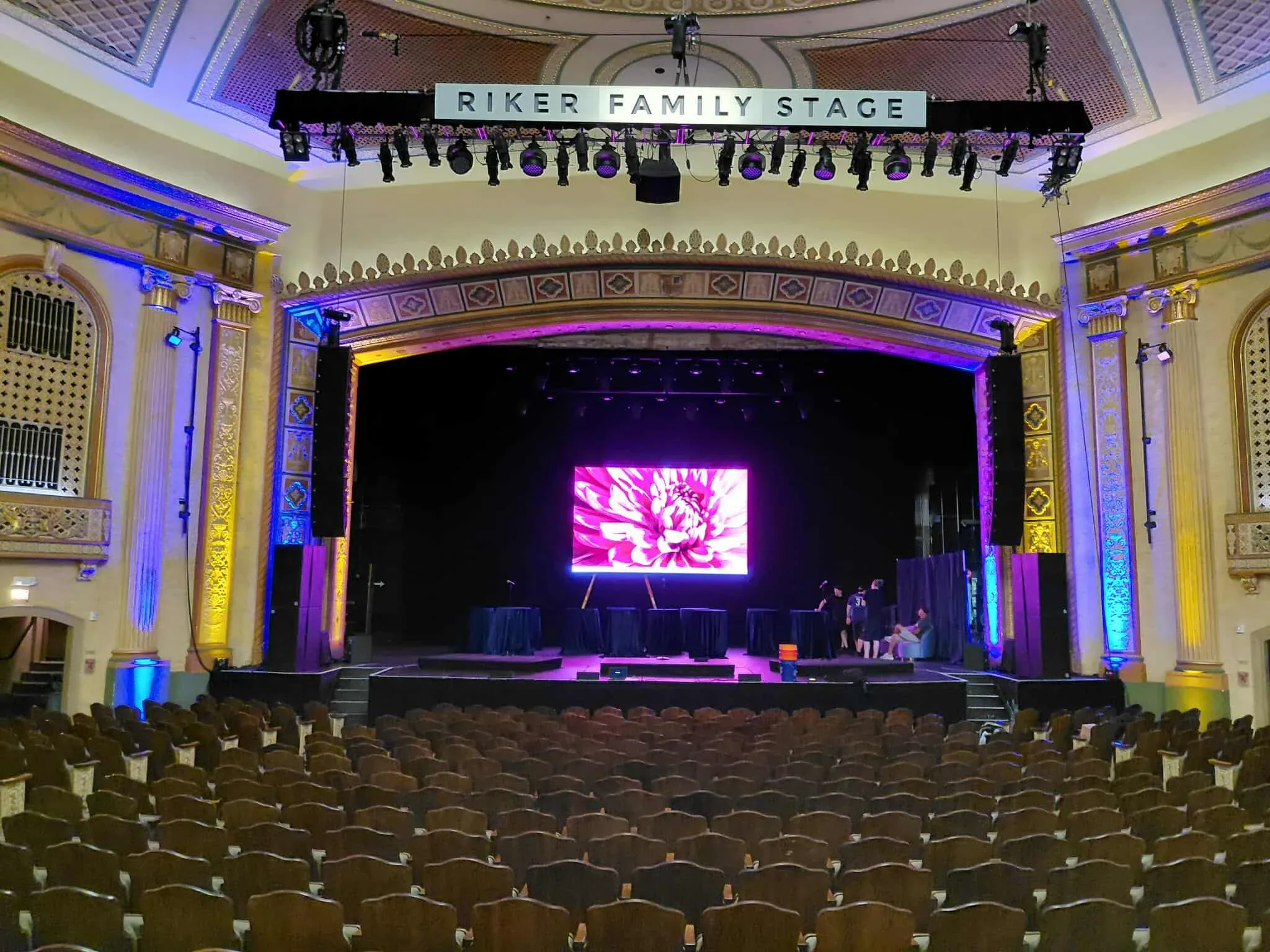 Live event stage with LED wall and DJ performance